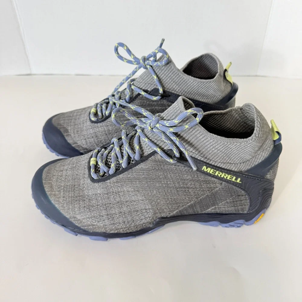 Merrell Women's Chameleon 7‎ Knit Gray Blue Mid Vibram Sole Hiking Shoes Size 9